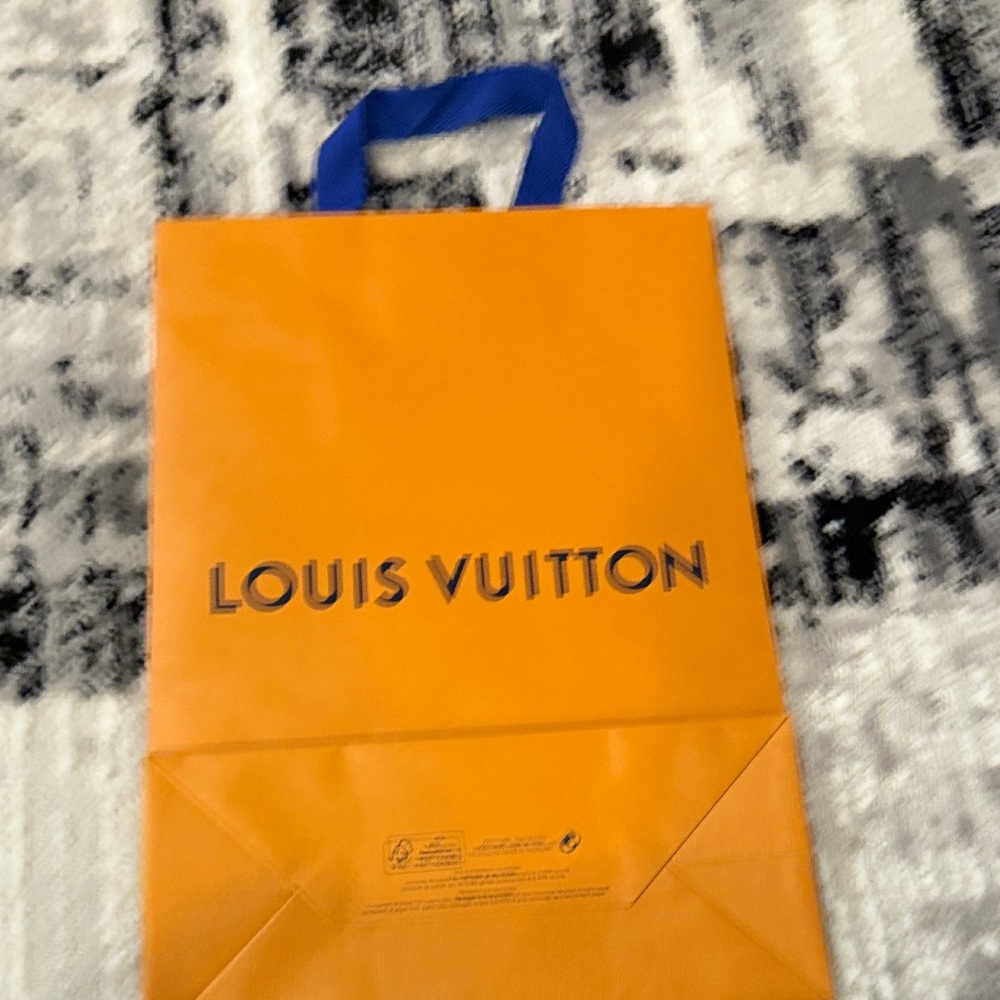 Louis Vuitton Vibrant Orange Bag with Blue Handle